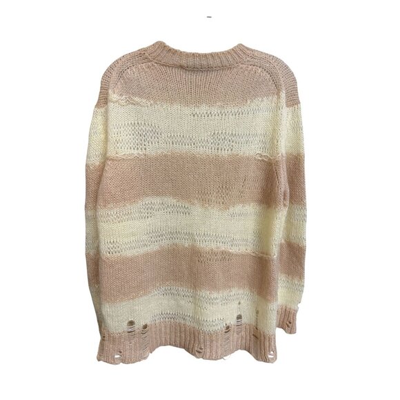Distressed Knit Beige & Cream Stripe Sweater XXS By Acne Studios - Picture 2 of 9